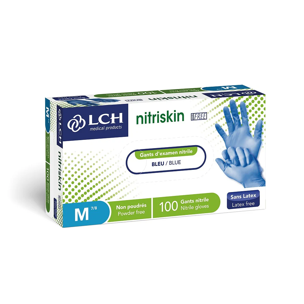 Gants d'examen en nitrile non poudrés Nitriskin LCH - Bleu - Image 4