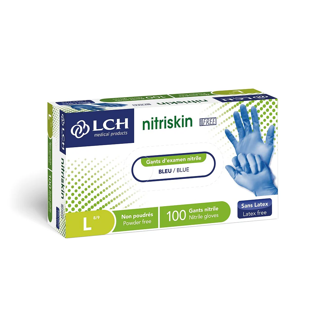 Gants d'examen en nitrile non poudrés Nitriskin LCH - Bleu - Image 5
