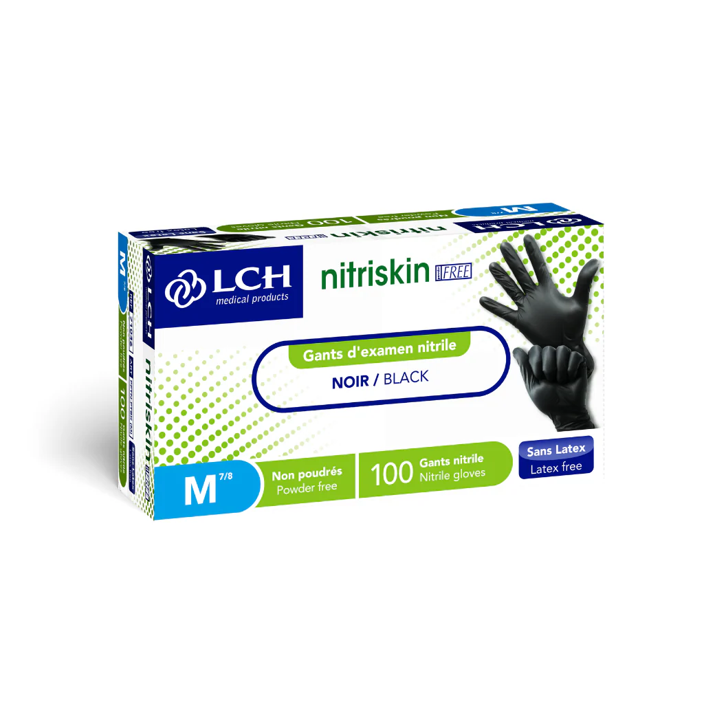 Gants d'examen en nitrile non poudrés Nitriskin LCH - Noir - Image 3