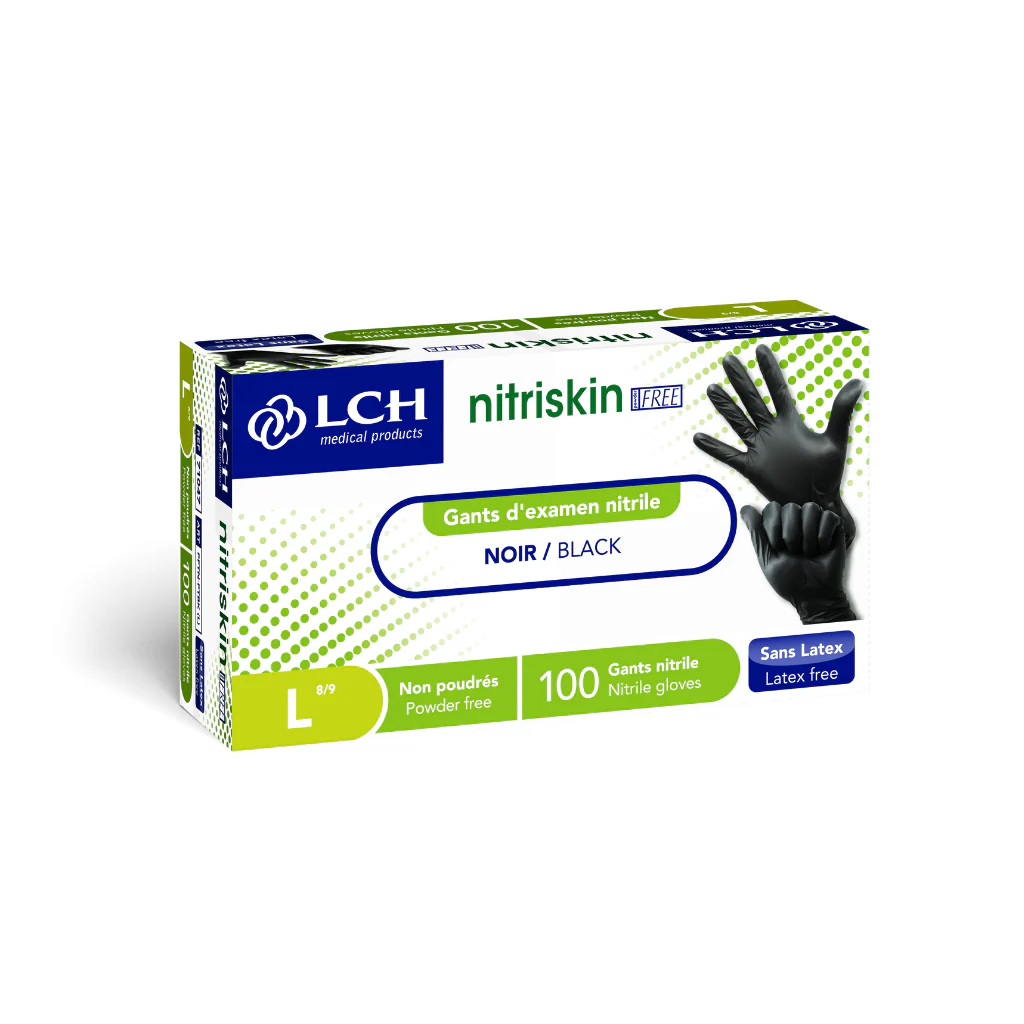 Gants d'examen en nitrile non poudrés Nitriskin LCH - Noir - Image 4