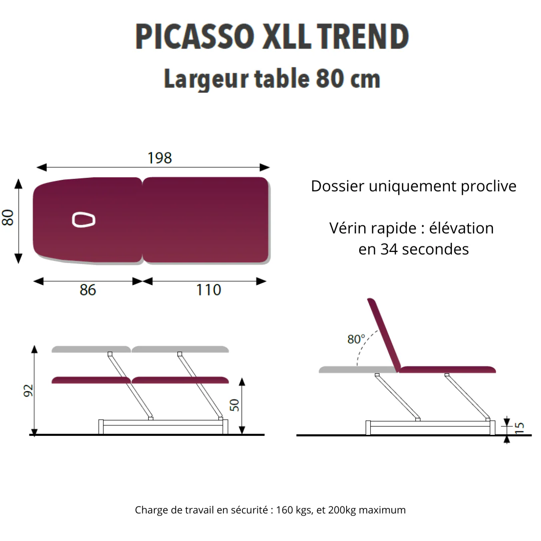 Table de massage PICASSO XLL TREND à 2 plans - Image 3